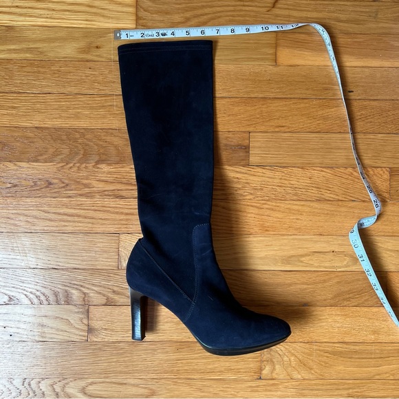 Aquatalia Navy Tall Suede Heeled Boots - Picture 3 of 6